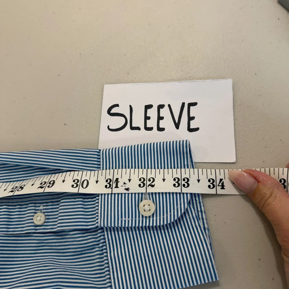 J Crew Mens Performance Slim Fit Blue White Striped Button‎ Down Shirt Small